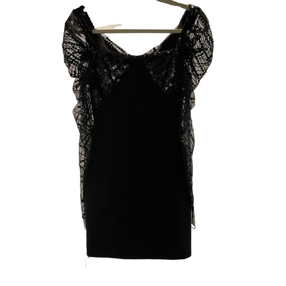 FWRD Cushnie Off The Shoulder Mini Dress Sequin Embellished Tulle Sleeve Size 0 - Picture 14 of 14